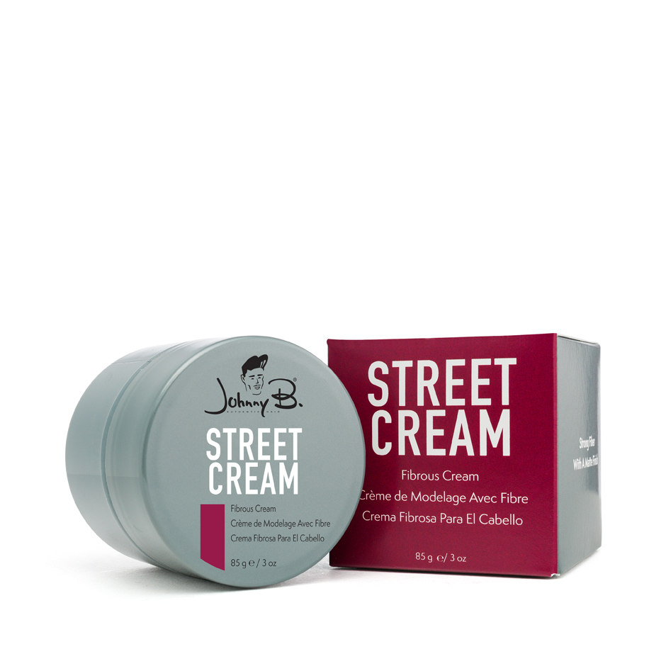 Johnny B. Street Cream Pomade 3oz with maroon box packaging