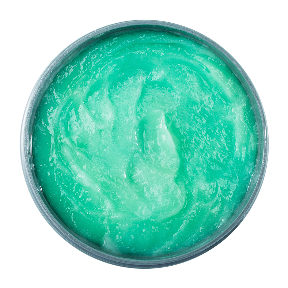 Johnny B. Conditional 16oz jar with lid open, revealing the teal colored conditioner