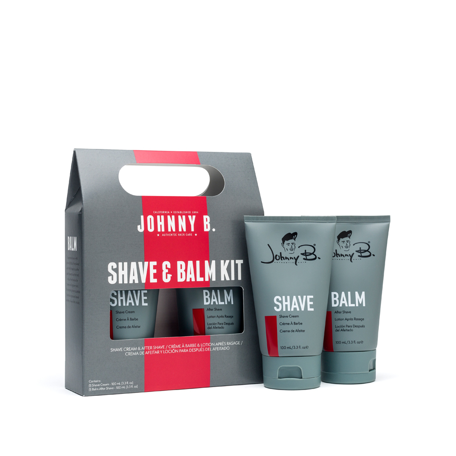 Johnny B. Shave & Balm Kit. Includes Shave Cream and Shave Balm products.