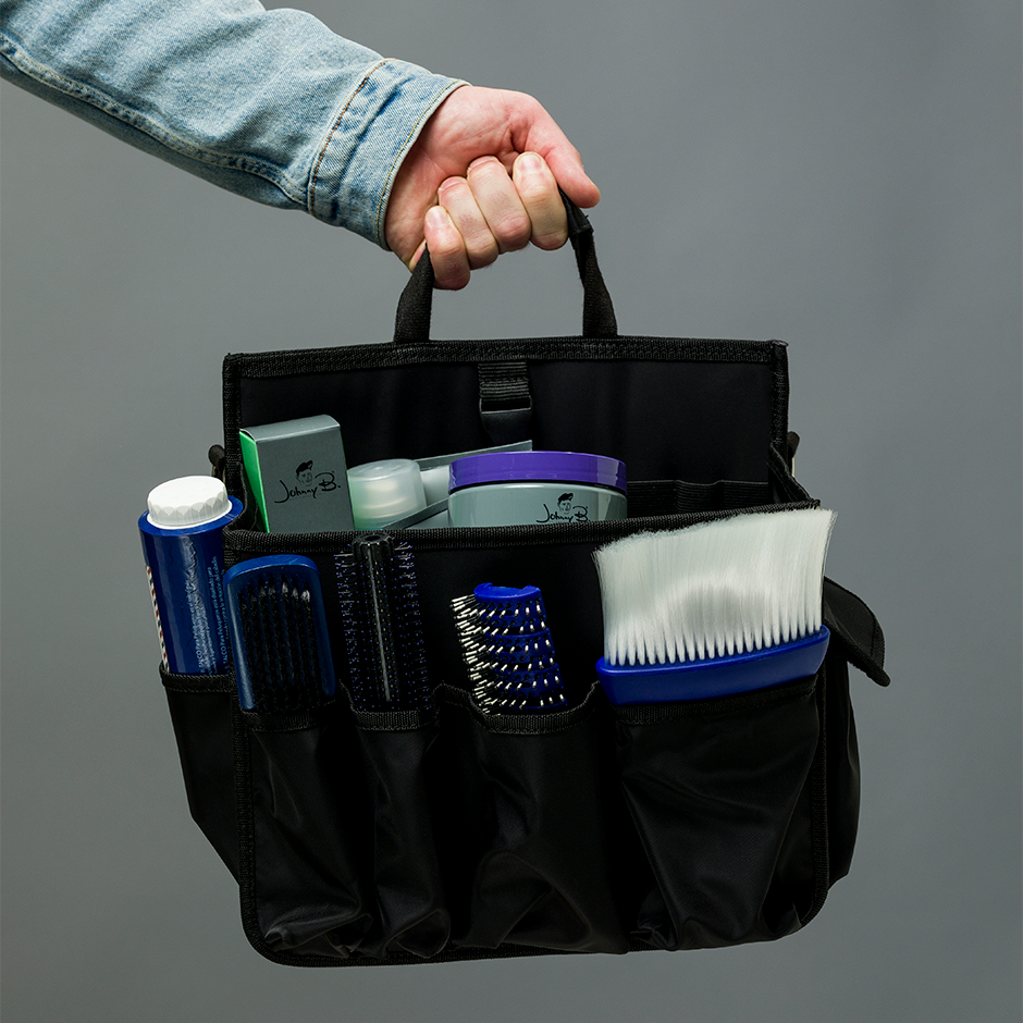 Tool Pouch with various tools and products in pockets