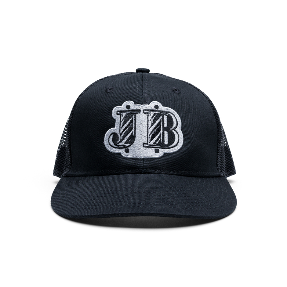 Black trucker hat with JB logo