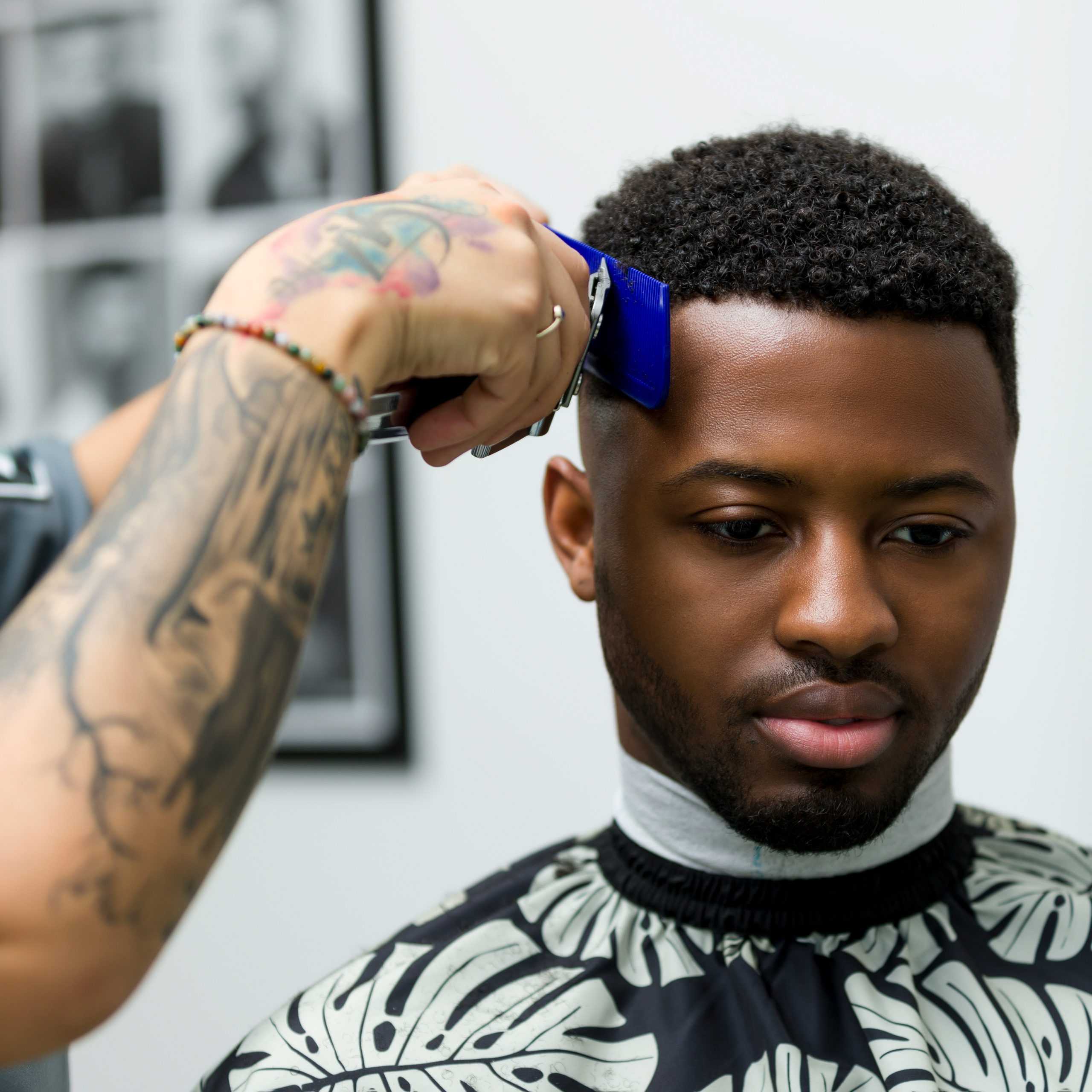 Shaving Step 1. Cut hair using the Fade Comb.